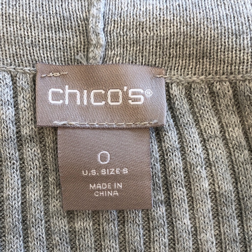 Chico's Light Gray Open-Front Ribbed Cardigan - Picture 3 of 8